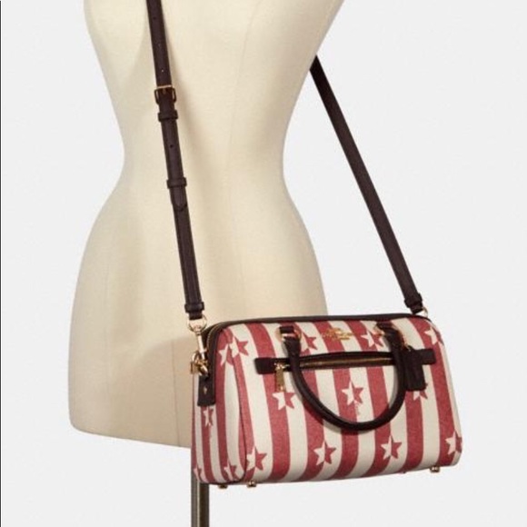 New Coach Satchel Red And White Stars And Stripes - Picture 8 of 8